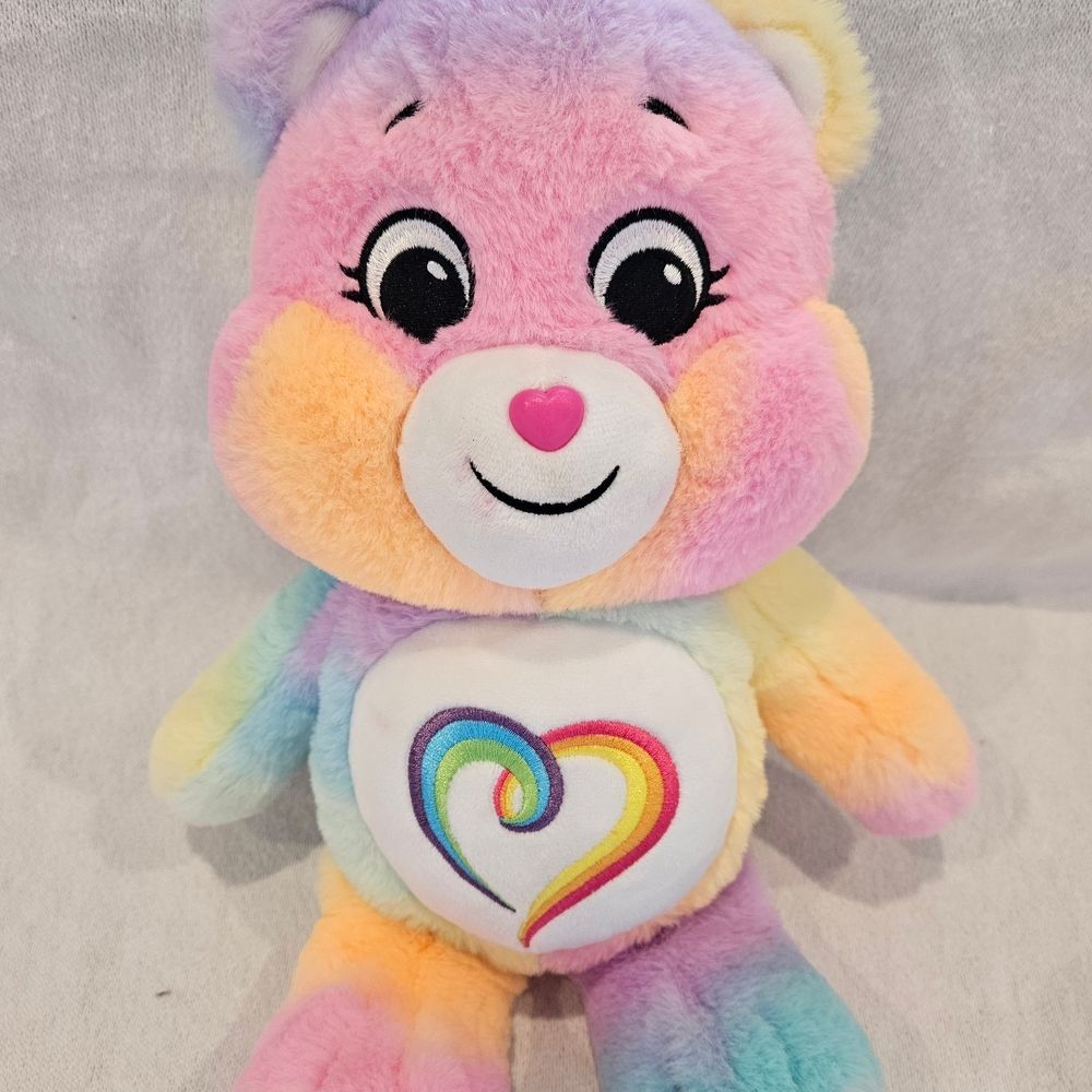 Rare Fun Care Bears 14" Togetherness Rainbow Tie Dye 2021 Stuffed Plush Unique